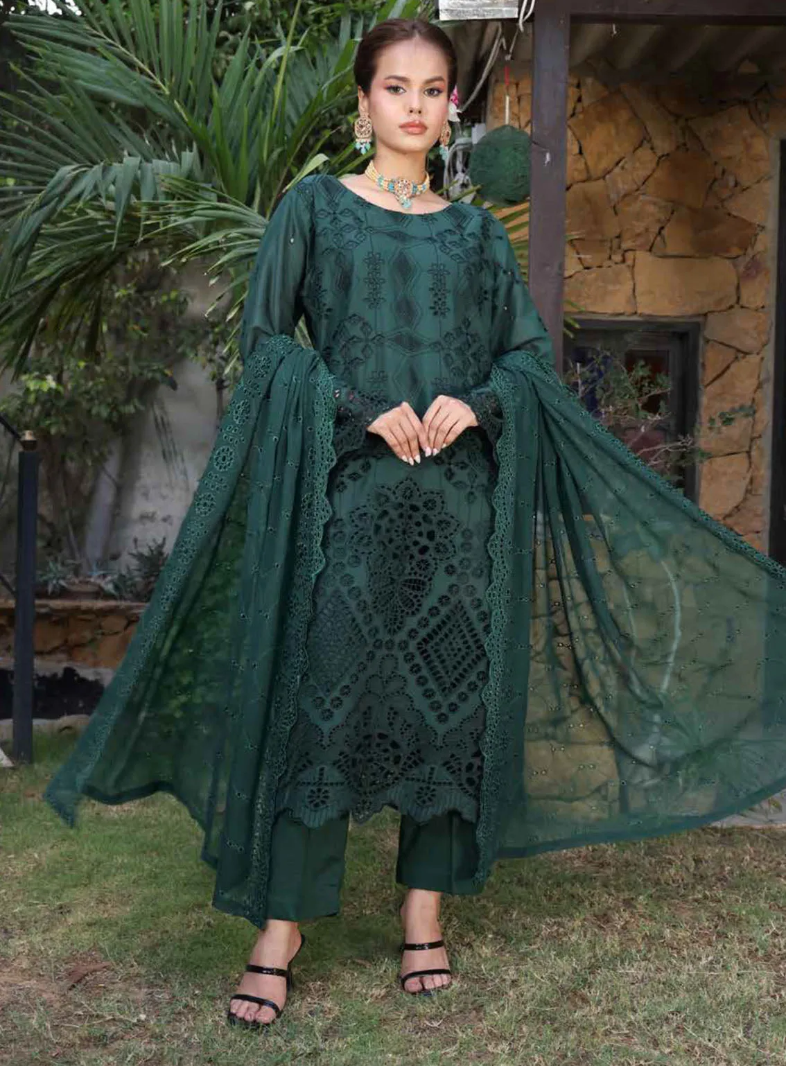 Eid Mubarak By Schick Luxury Embroidered Lawn 4 Piece Unstitched Suit SDH24EM LEL-03