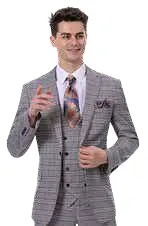 EJ Samuel Grey/Blue Plaid Suit M2794