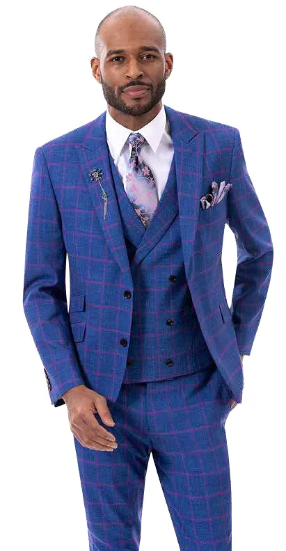 EJ Samuel Navy/Pink Suit M2784