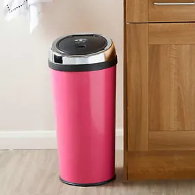 Essentials by Premier Miller 30 Litre Hot Pink Enamel Push Top Bin | Kaleidoscope