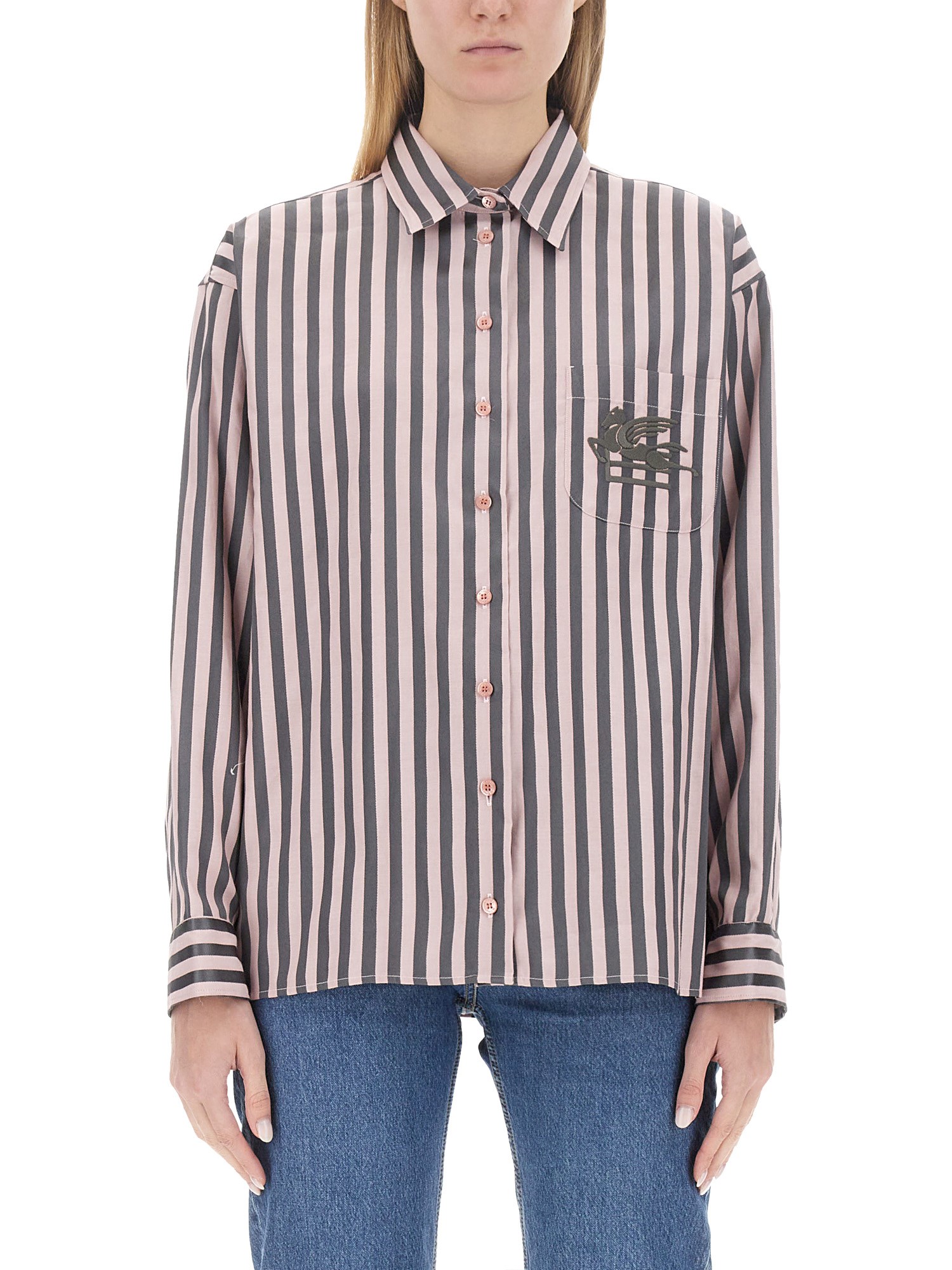 ETRO    COTTON SHIRT WITH LOGO