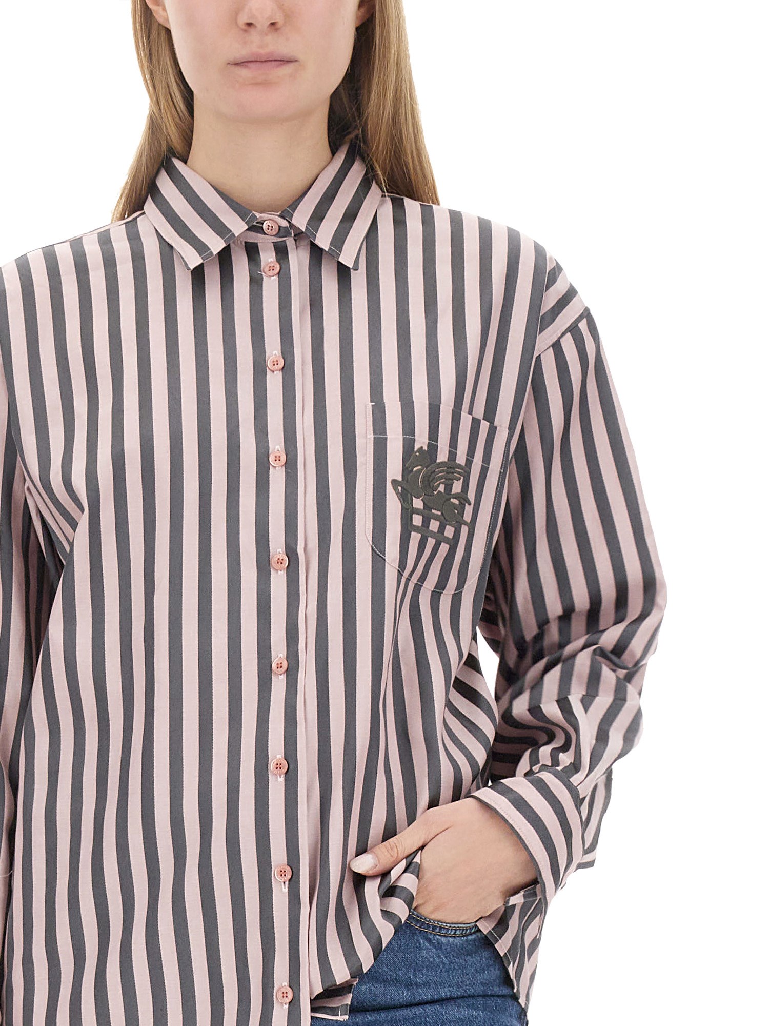 ETRO    COTTON SHIRT WITH LOGO