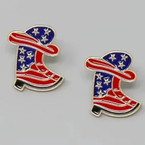 Flag Print Boot Earrings