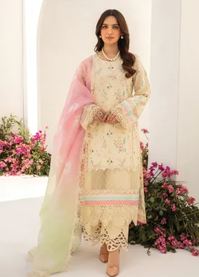 Florance By Rang Rasiya Embroidered Premium Lawn 3 Piece Unstitched Suit RR24FEL D01 IVORY