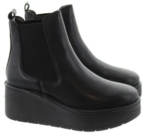 FLY Ladies Hama Wedge Chelsea Boots In Black