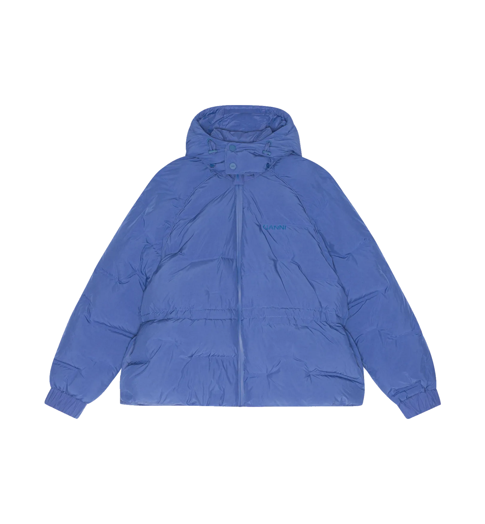 GANNI Blue Soft Puffer Short Raglan Jacket