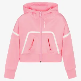 Girls Pink Logo Zip-Up Hoodie