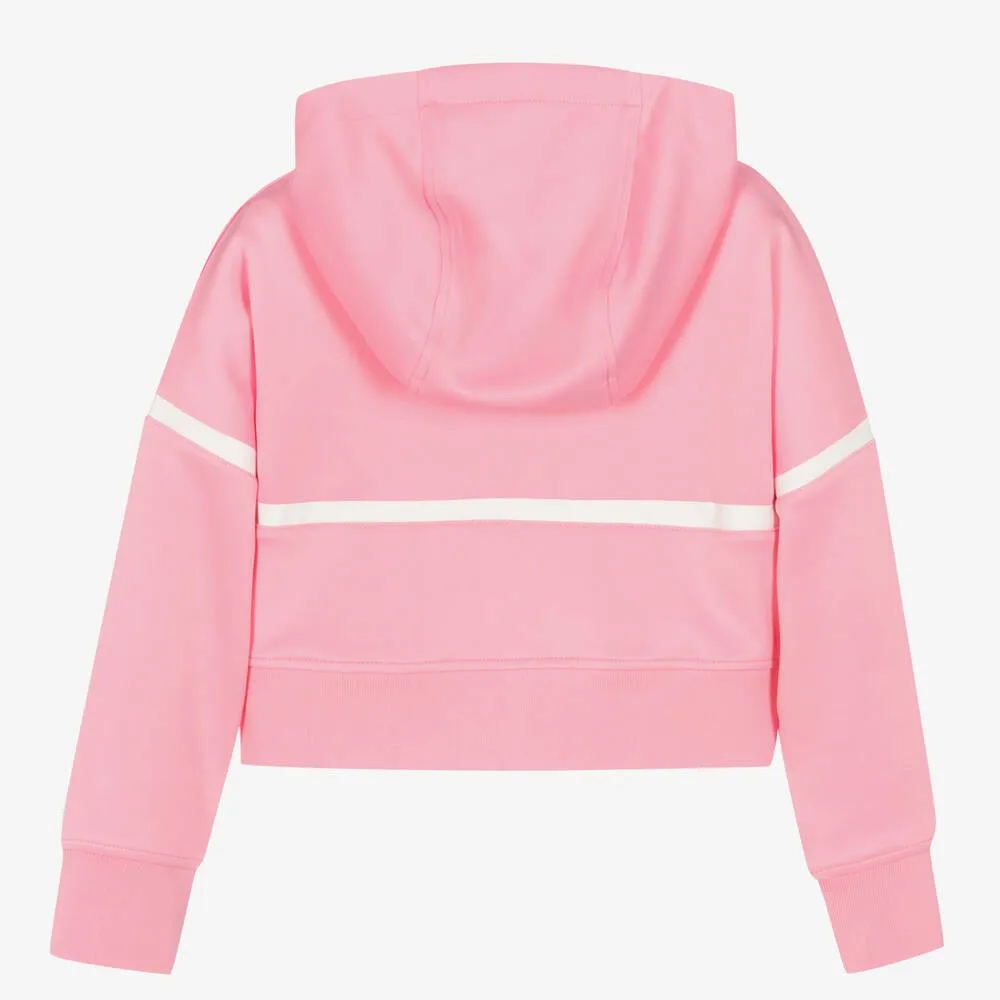 Girls Pink Logo Zip-Up Hoodie