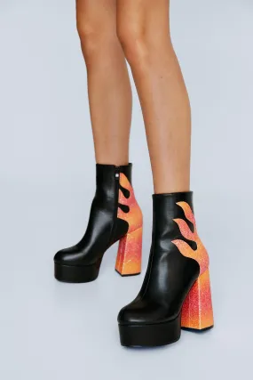 Glitter Ombre Flame Platform Boots