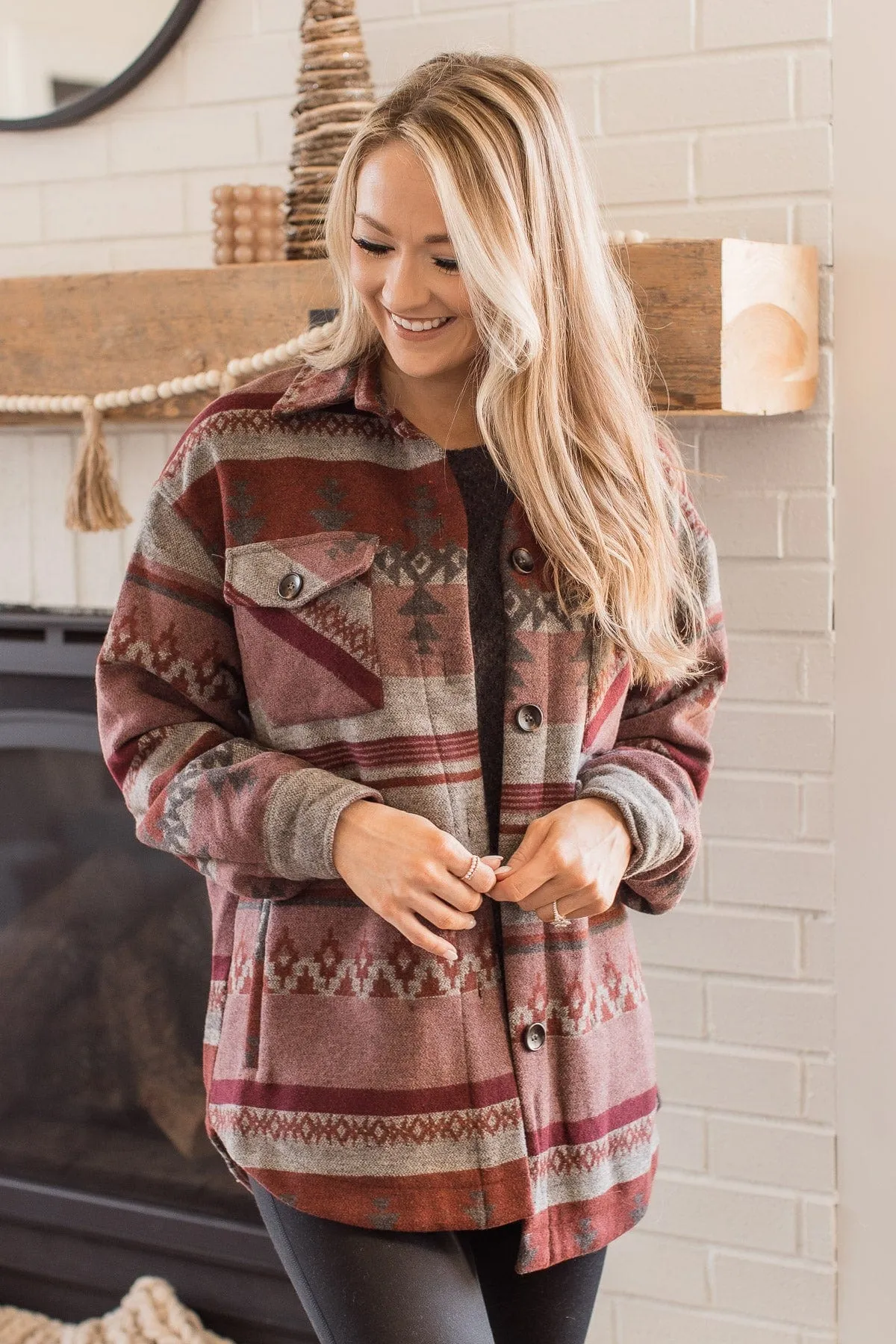 Heading Out Knit Button Jacket- Charcoal & Burgundy