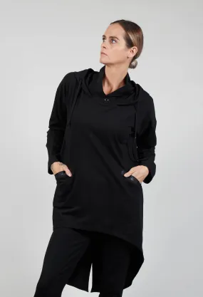 Hooded Jersey Tunic in Black