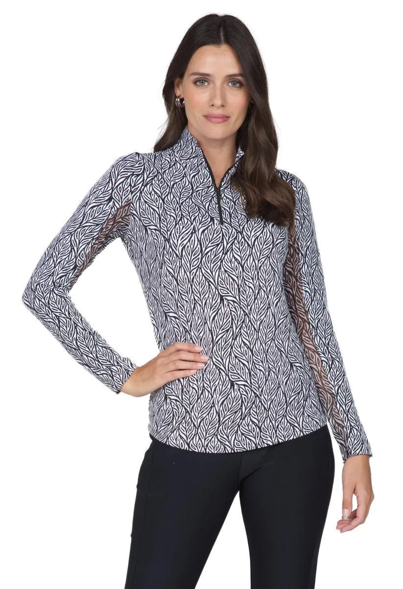 Ibkül - Sally Print Long Sleeve Mock Neck Top – 10655