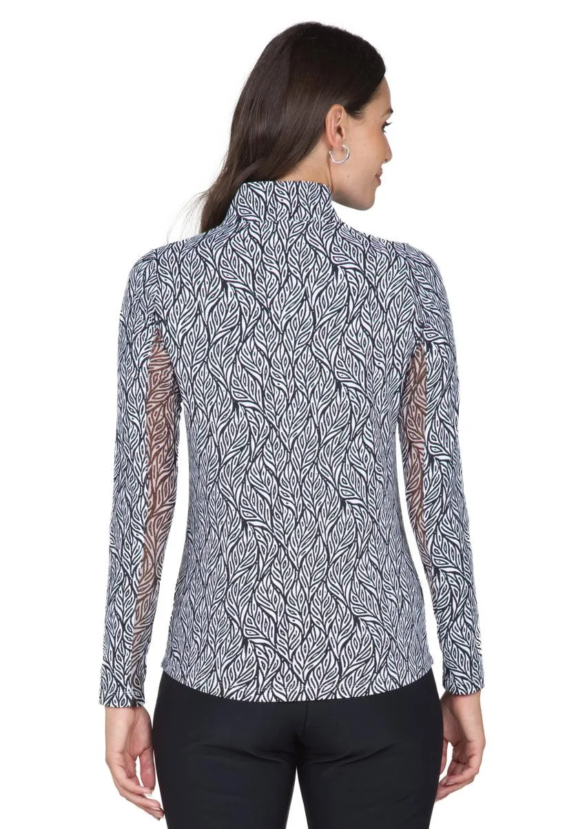 Ibkül - Sally Print Long Sleeve Mock Neck Top – 10655