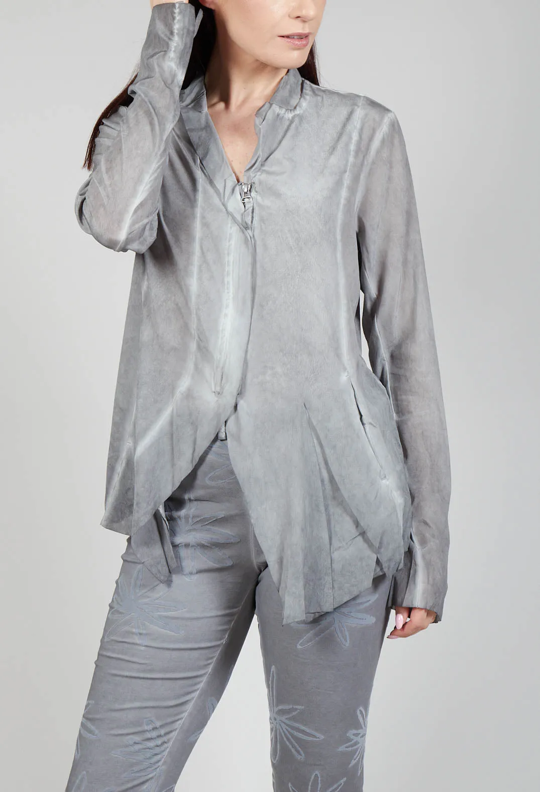 Jagged Silk Jacket in C.Coal 70% Cloud