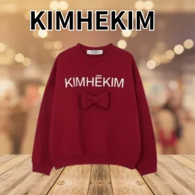 KIMHEKIM  |Crew Neck Long Sleeves Cotton Logo Hoodies & Sweatshirts