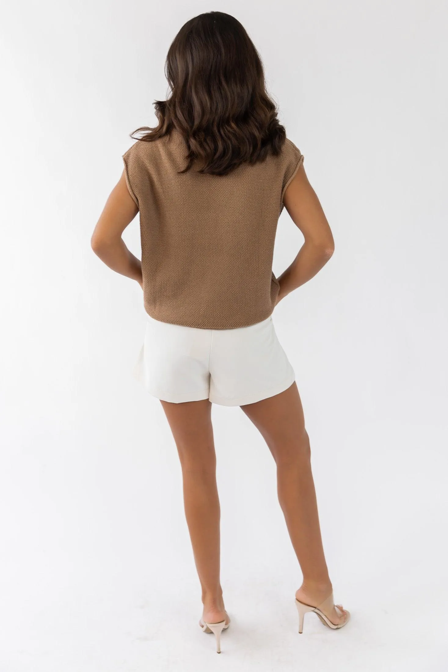 Knox Tan Exposed Hem Sweater