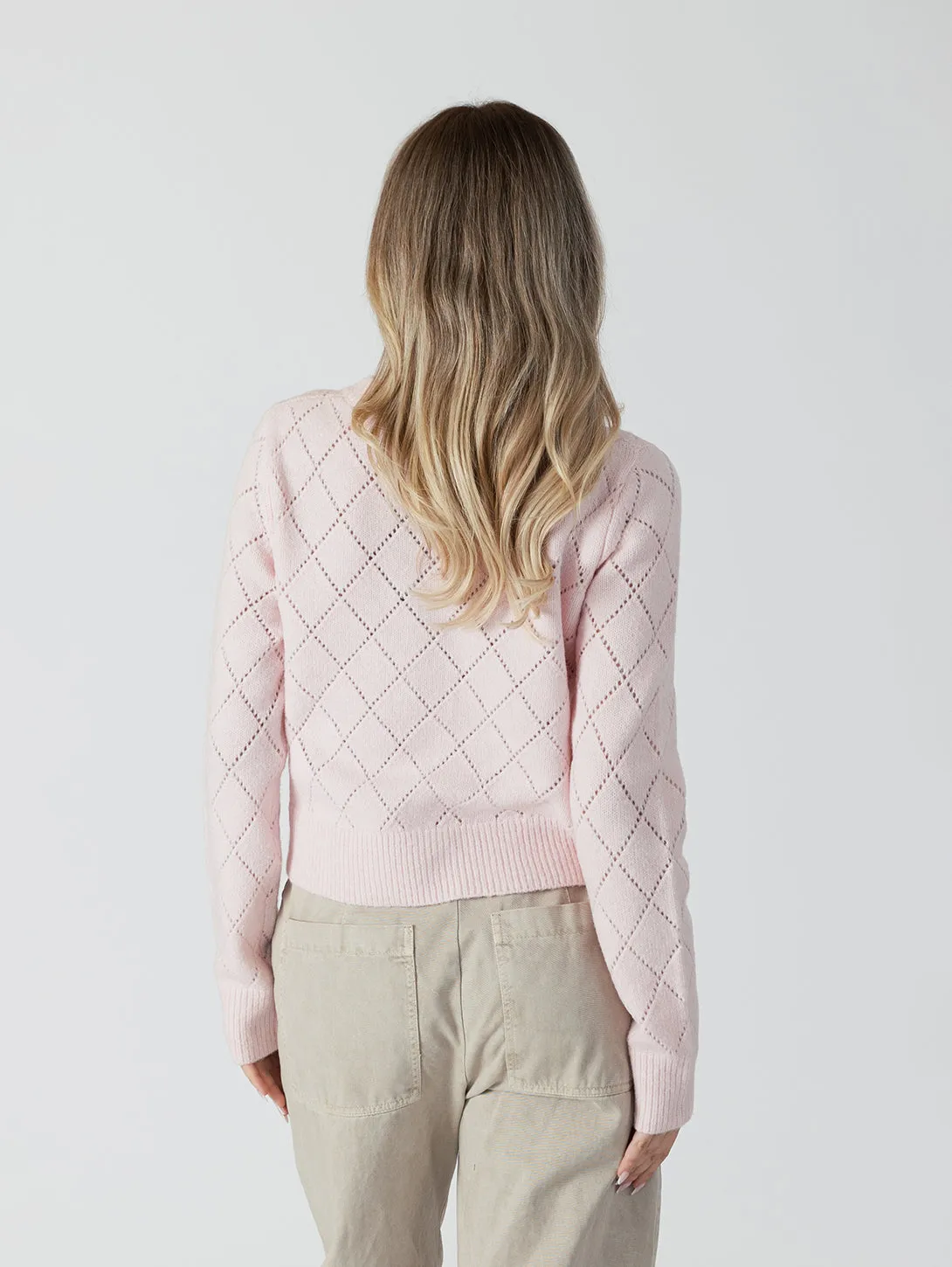 Lacey Cherry Cardigan - Soft Pink