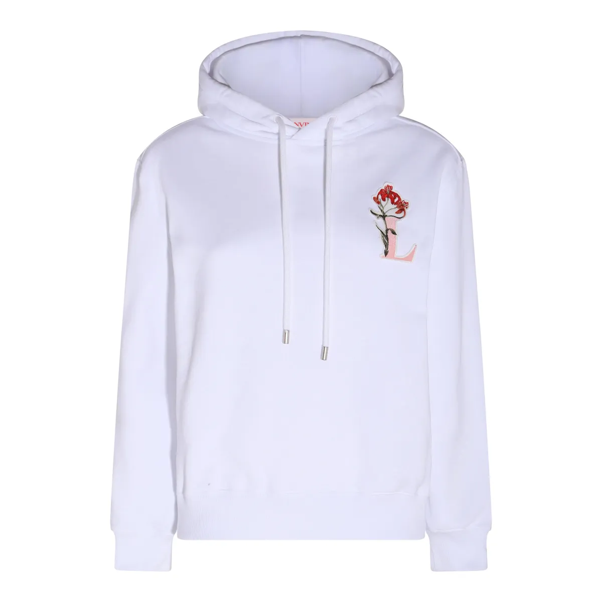 LANVIN  |Long Sleeves Plain Cotton Logo Hoodies & Sweatshirts