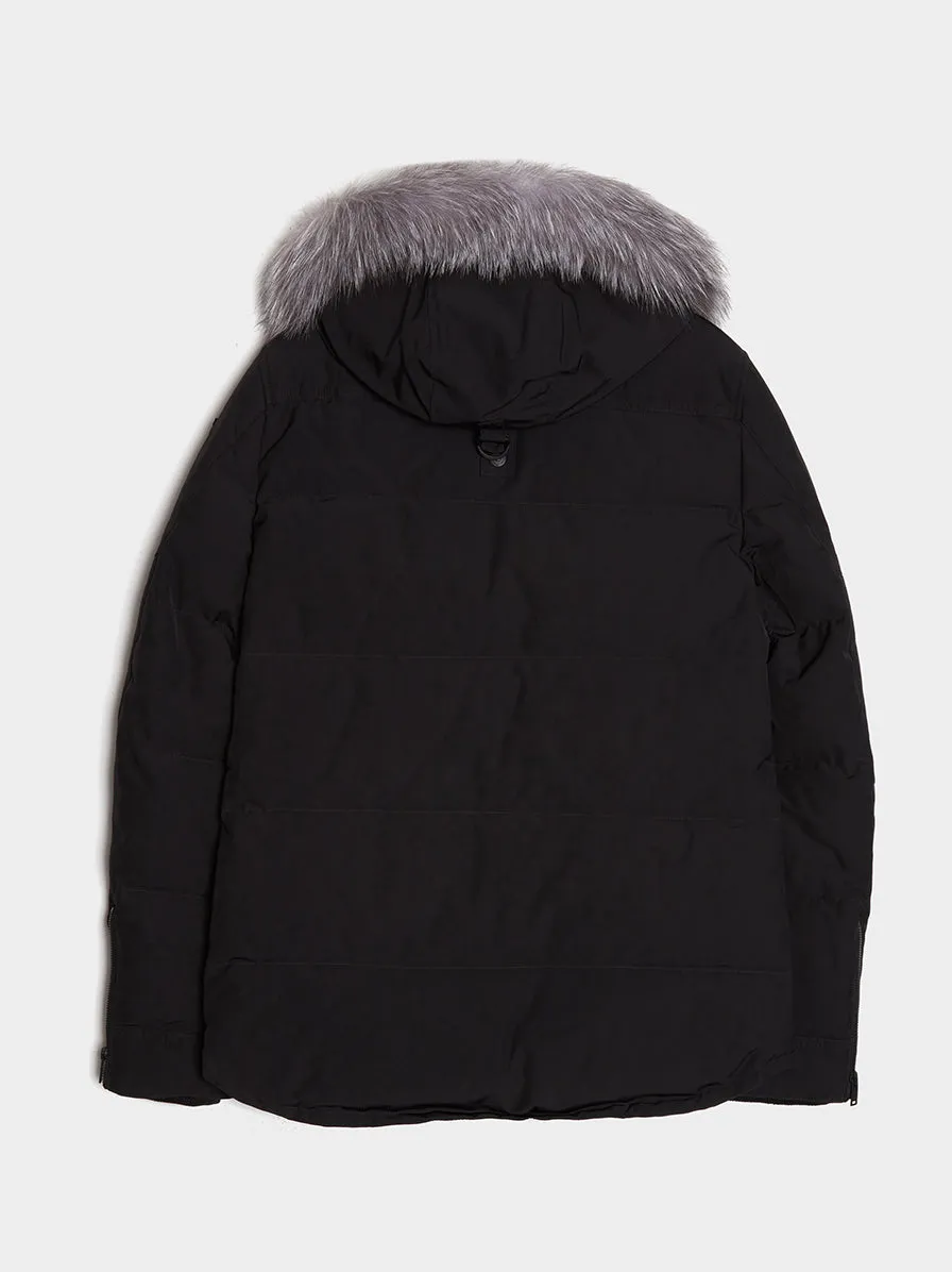 M Round Island Fur Jacket, Black / Frost