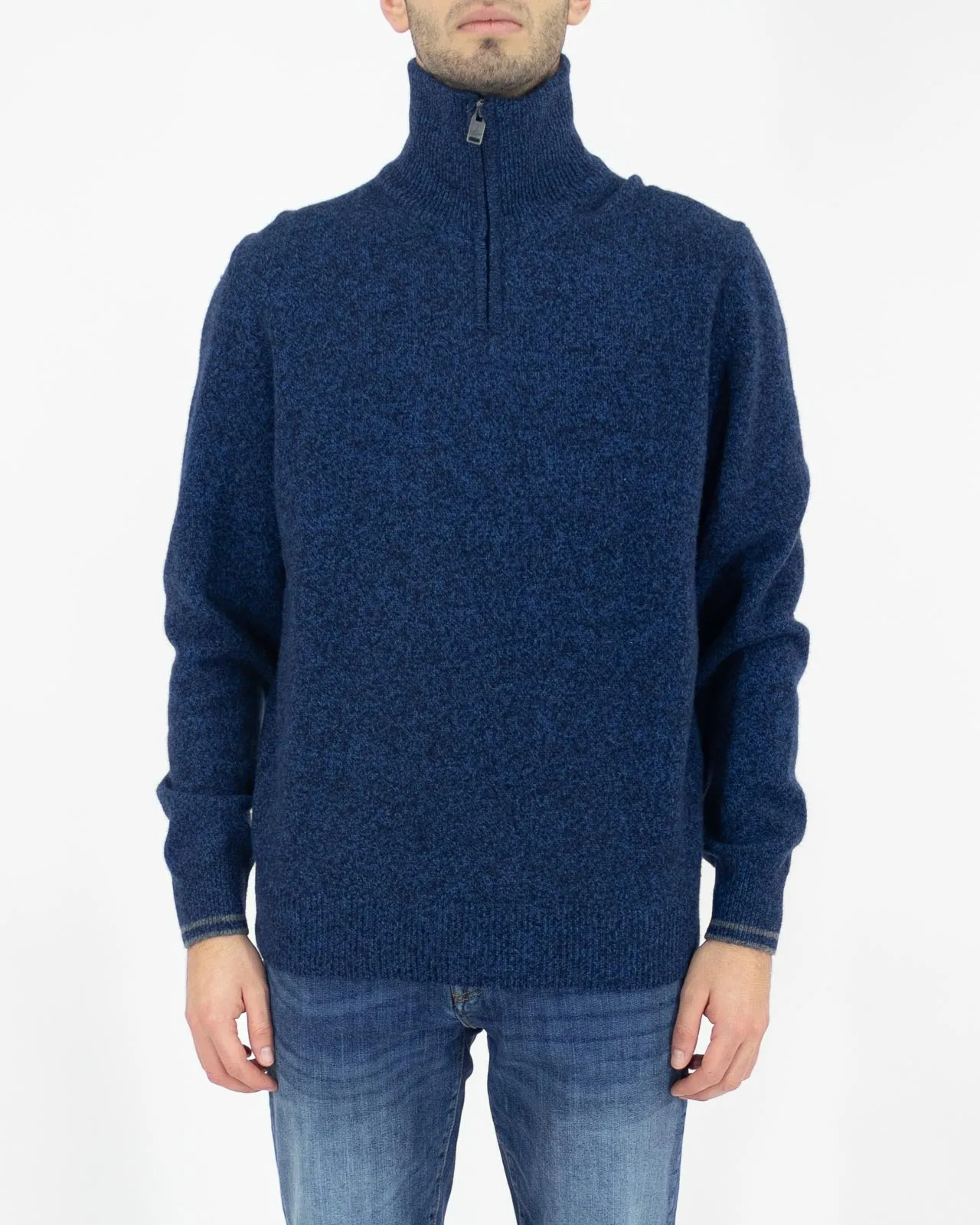 Maglione melange mezza zip