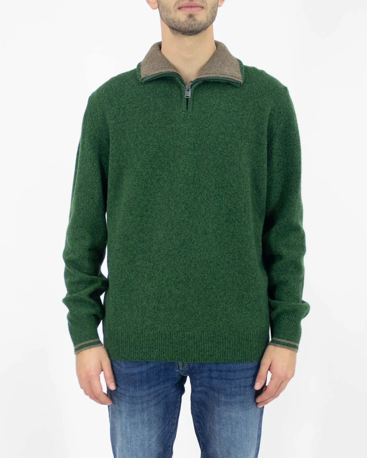 Maglione melange mezza zip