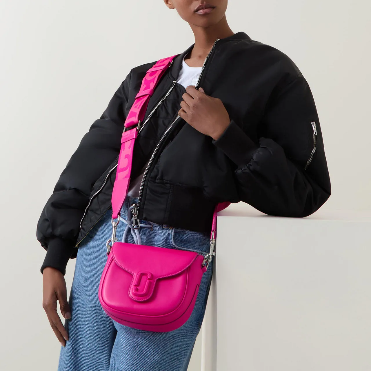 MARC JACOBS The Covered J Marc Saddle Bag - Hot Pink