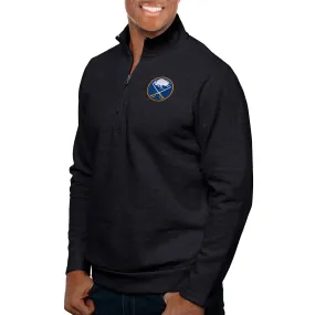 Men's Buffalo Sabres Antigua Heather Black Gambit Quarter-Zip Pullover Top