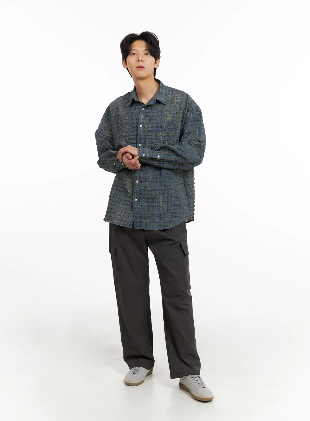 Men's Plaid Textured Shirt IA402