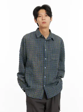 Men's Plaid Textured Shirt IA402