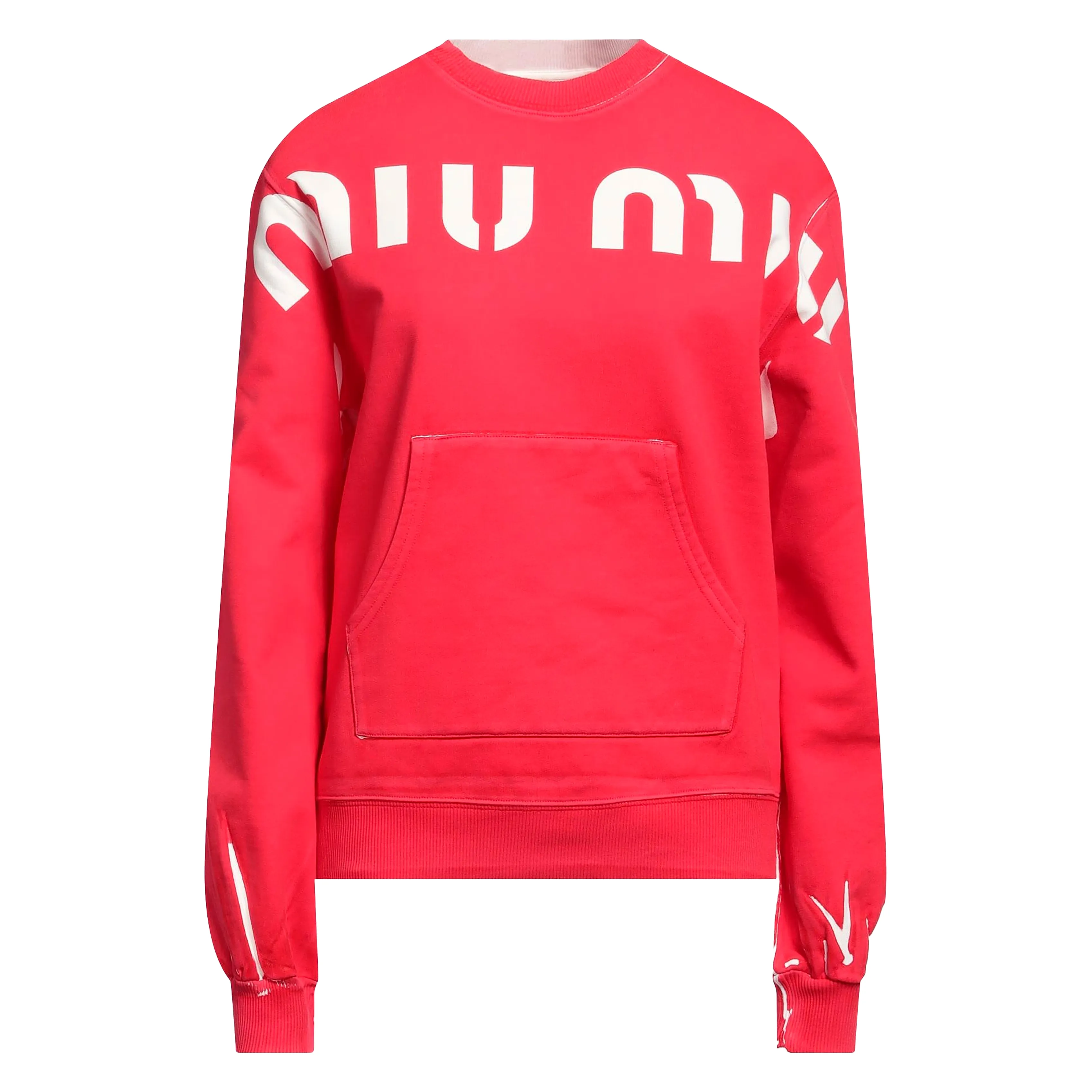 MiuMiu  |Sweat U-Neck Long Sleeves Logo Hoodies & Sweatshirts