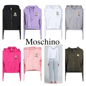 Moschino  |Long Sleeves Plain Logo Hoodies & Sweatshirts