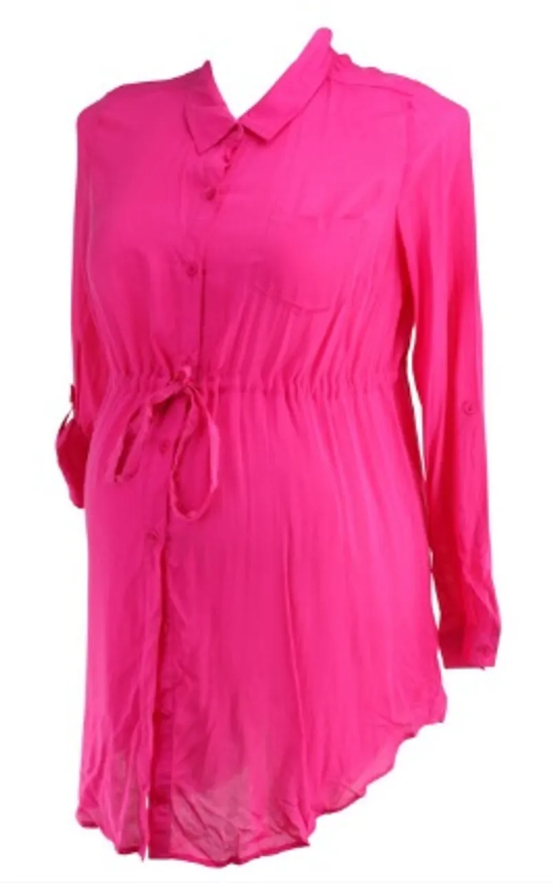 *New* Hot Pink A Pea in the Pod Maternity Button Down Career Maternity Tunic (Size Large)