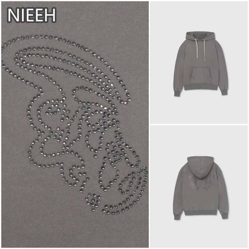 NIEEH  |Long Sleeves Plain Medium Logo Hoodies & Sweatshirts