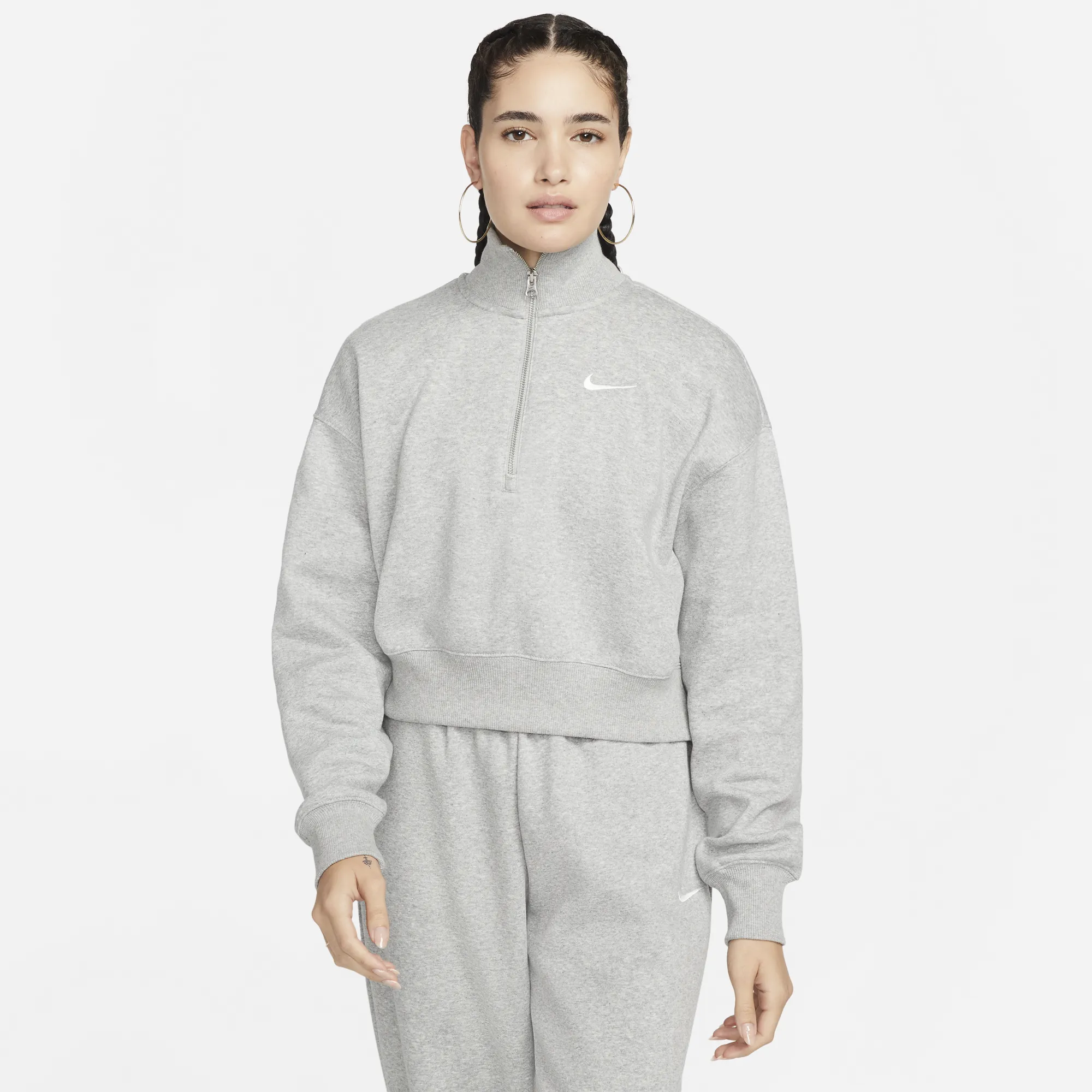 Nike Sportswear Phoenix Fleece Women's Oversized Grey Crop Sweatshirt