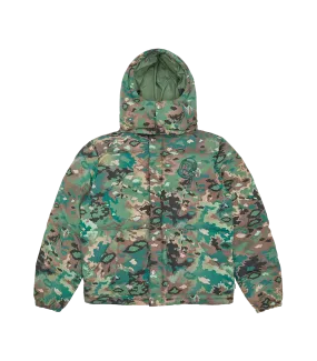 NOTHING CAMO DOWN FILLED HOODED JACKET - GREEN