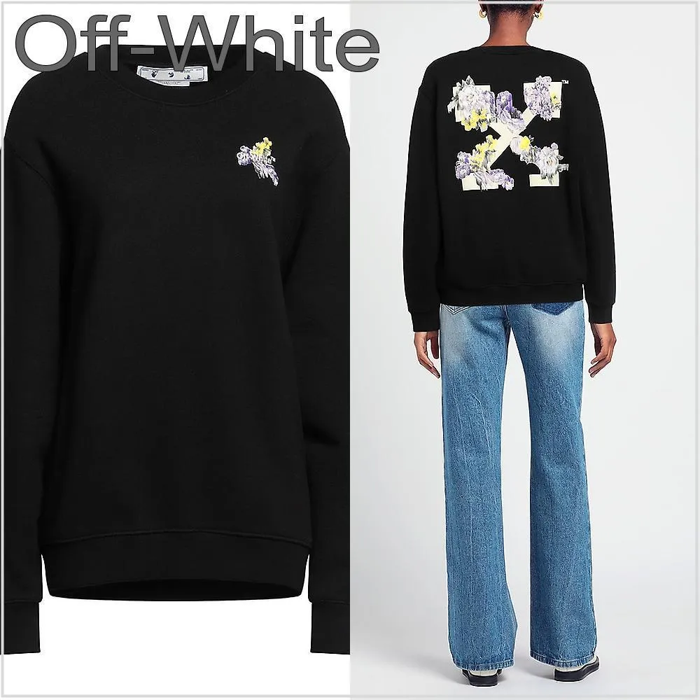 Off-White  |Long Sleeves Cotton Logo Hoodies & Sweatshirts