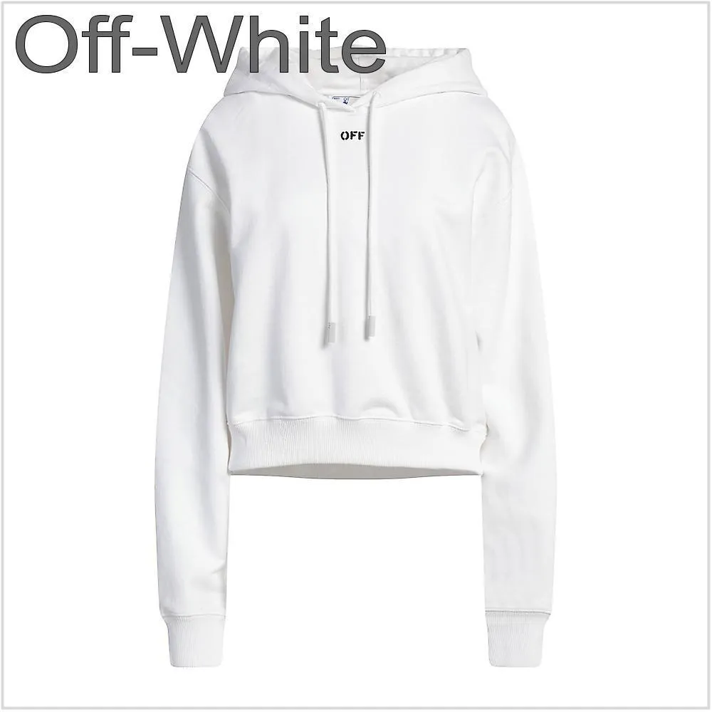 Off-White  |Long Sleeves Plain Cotton Logo Hoodies & Sweatshirts