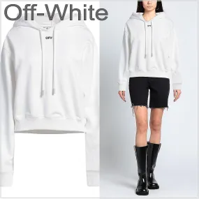 Off-White  |Long Sleeves Plain Cotton Logo Hoodies & Sweatshirts