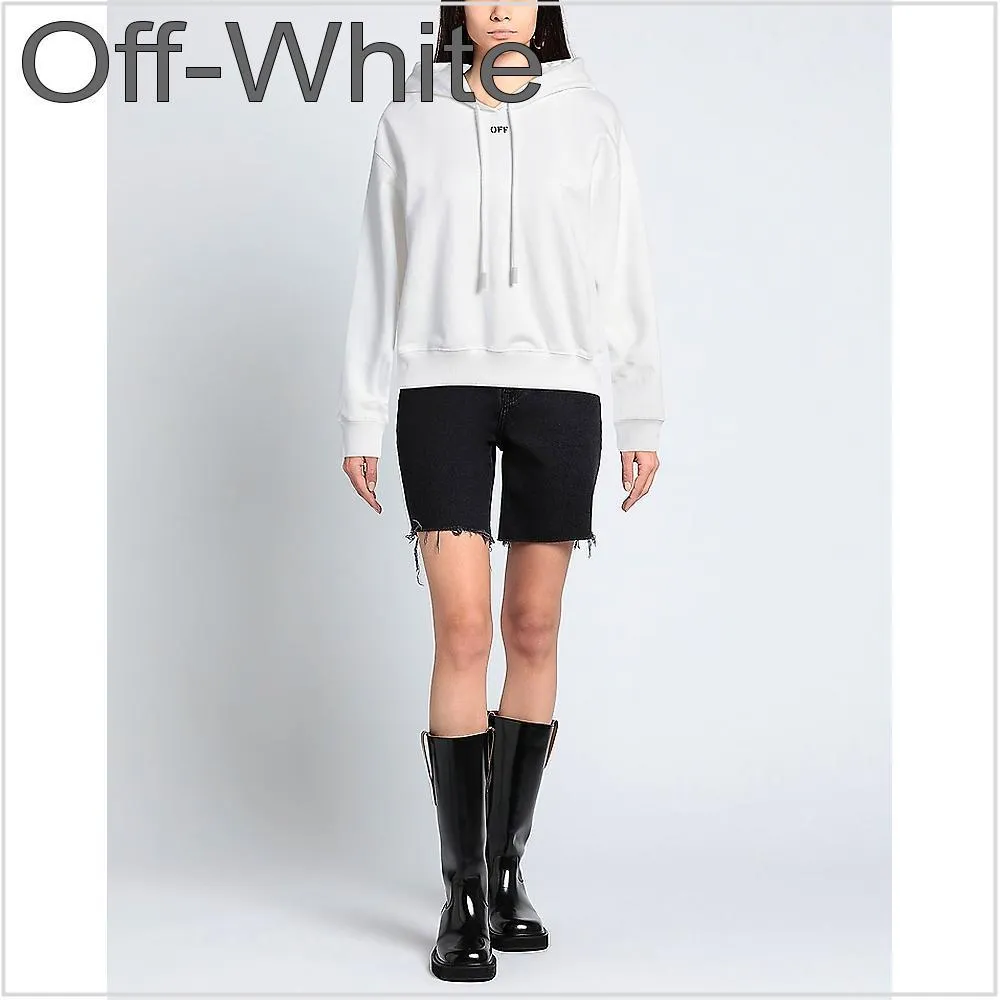 Off-White  |Long Sleeves Plain Cotton Logo Hoodies & Sweatshirts