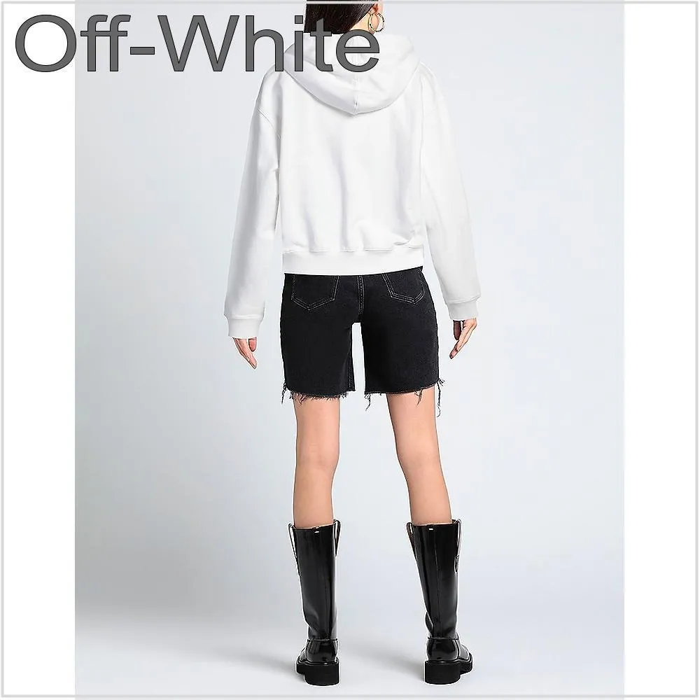 Off-White  |Long Sleeves Plain Cotton Logo Hoodies & Sweatshirts