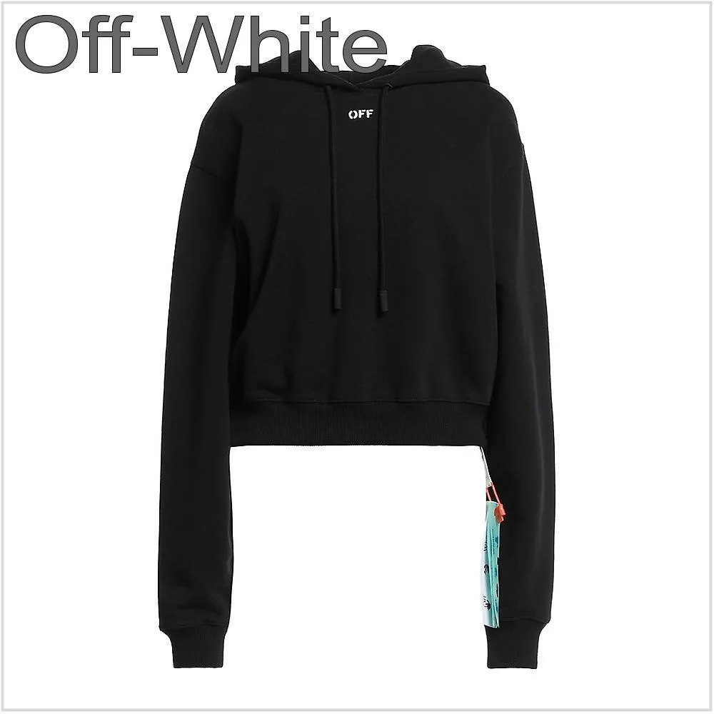 Off-White  |Long Sleeves Plain Cotton Logo Hoodies & Sweatshirts