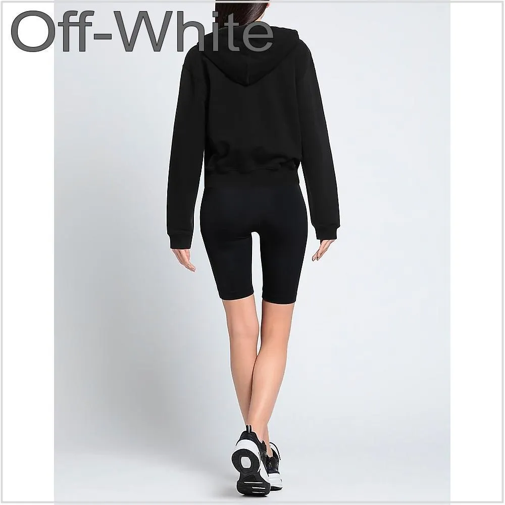 Off-White  |Long Sleeves Plain Cotton Logo Hoodies & Sweatshirts