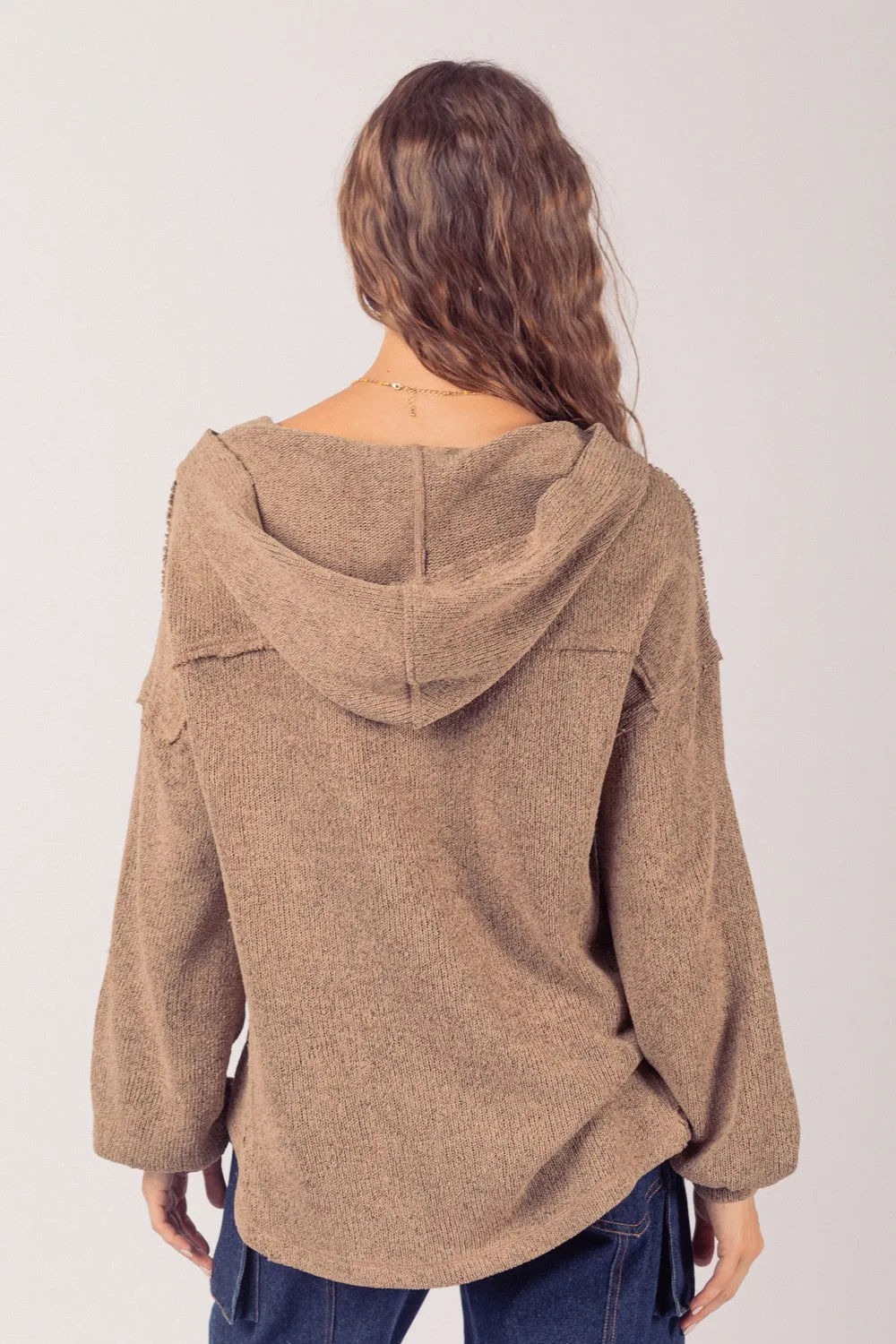 Oversized Hooded Knit Top