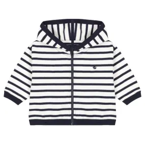 Petit Bateau Baby Hooded Sweatshirt Navy Blue Stripes