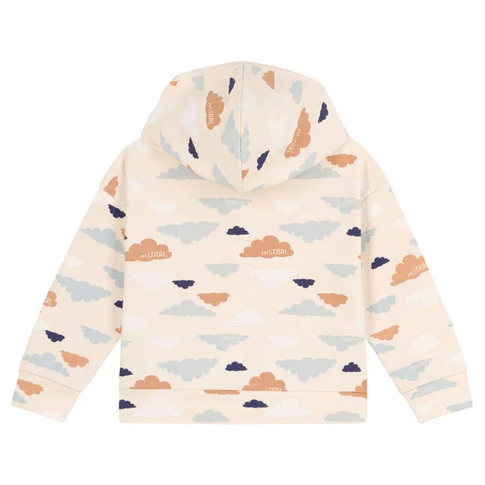 Petit Bateau Child Hooded Sweatshirt Cream With Clouds Print