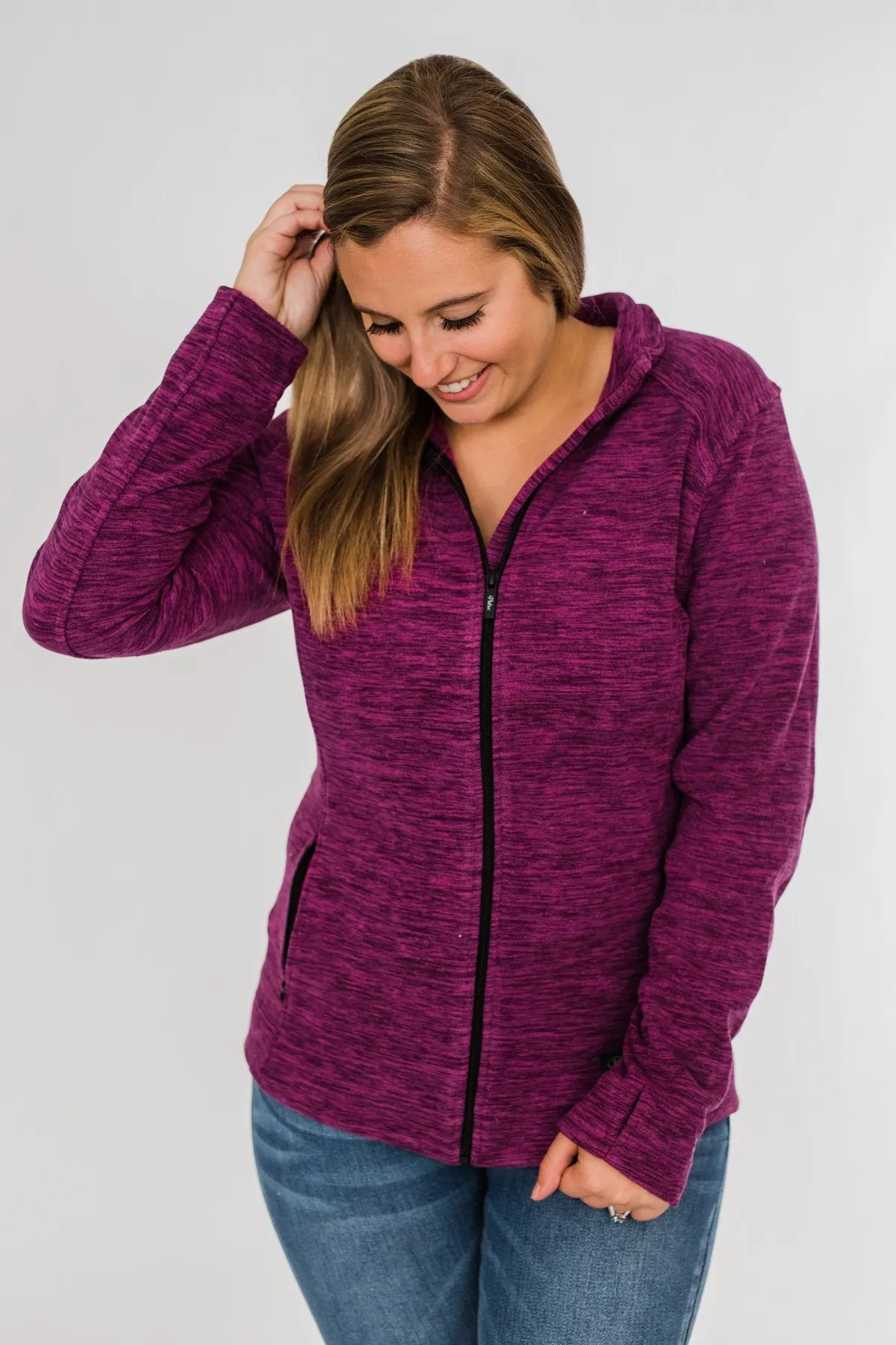 Pulse Exclusive Zip Up Athleisure Jacket- Magenta