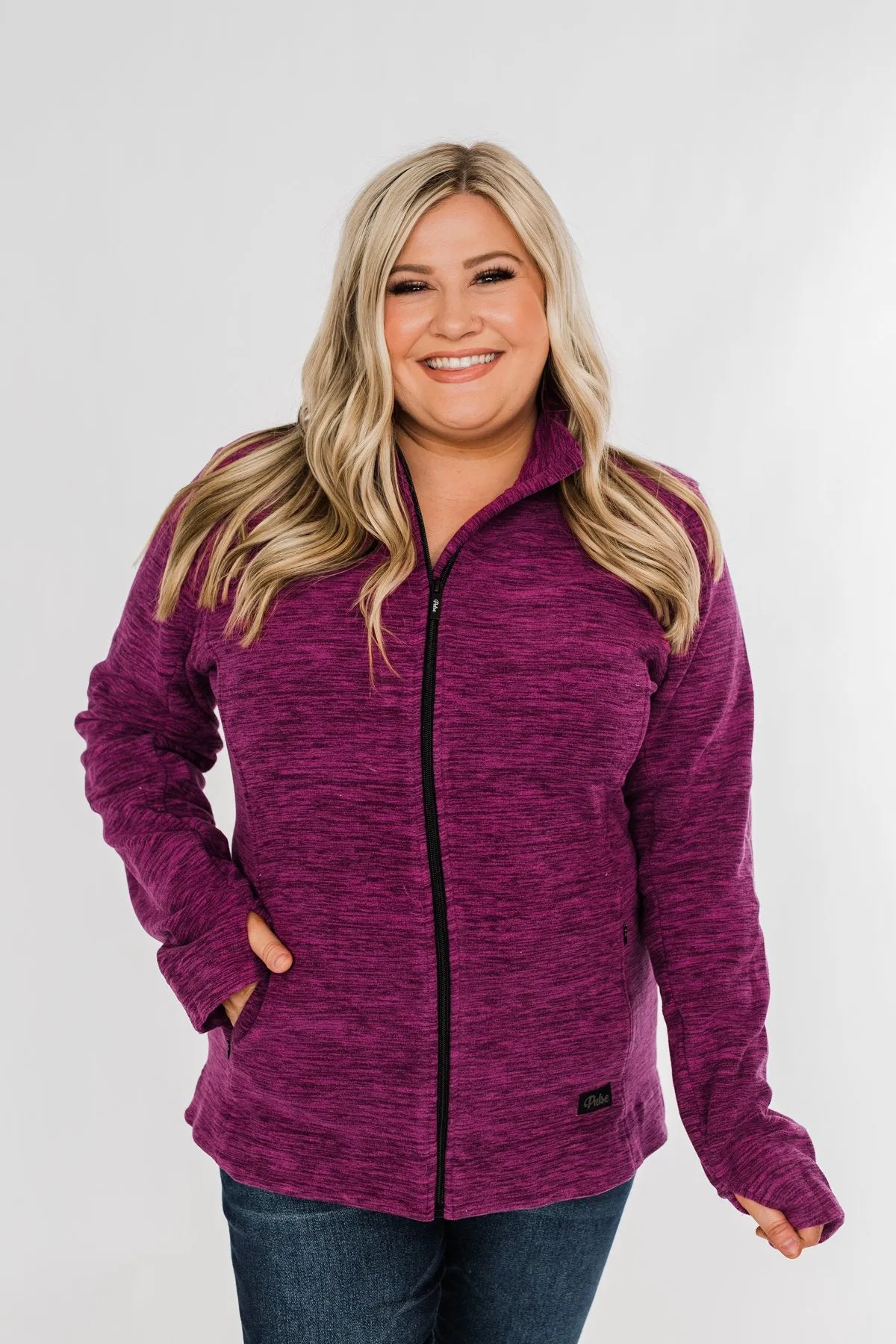 Pulse Exclusive Zip Up Athleisure Jacket- Magenta