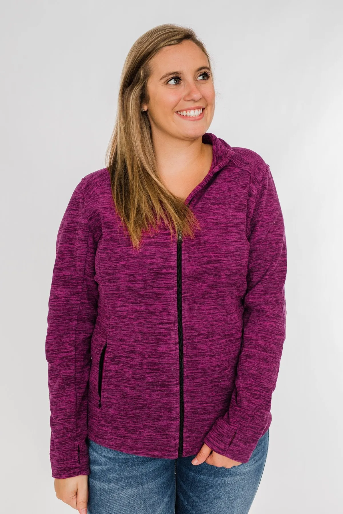 Pulse Exclusive Zip Up Athleisure Jacket- Magenta