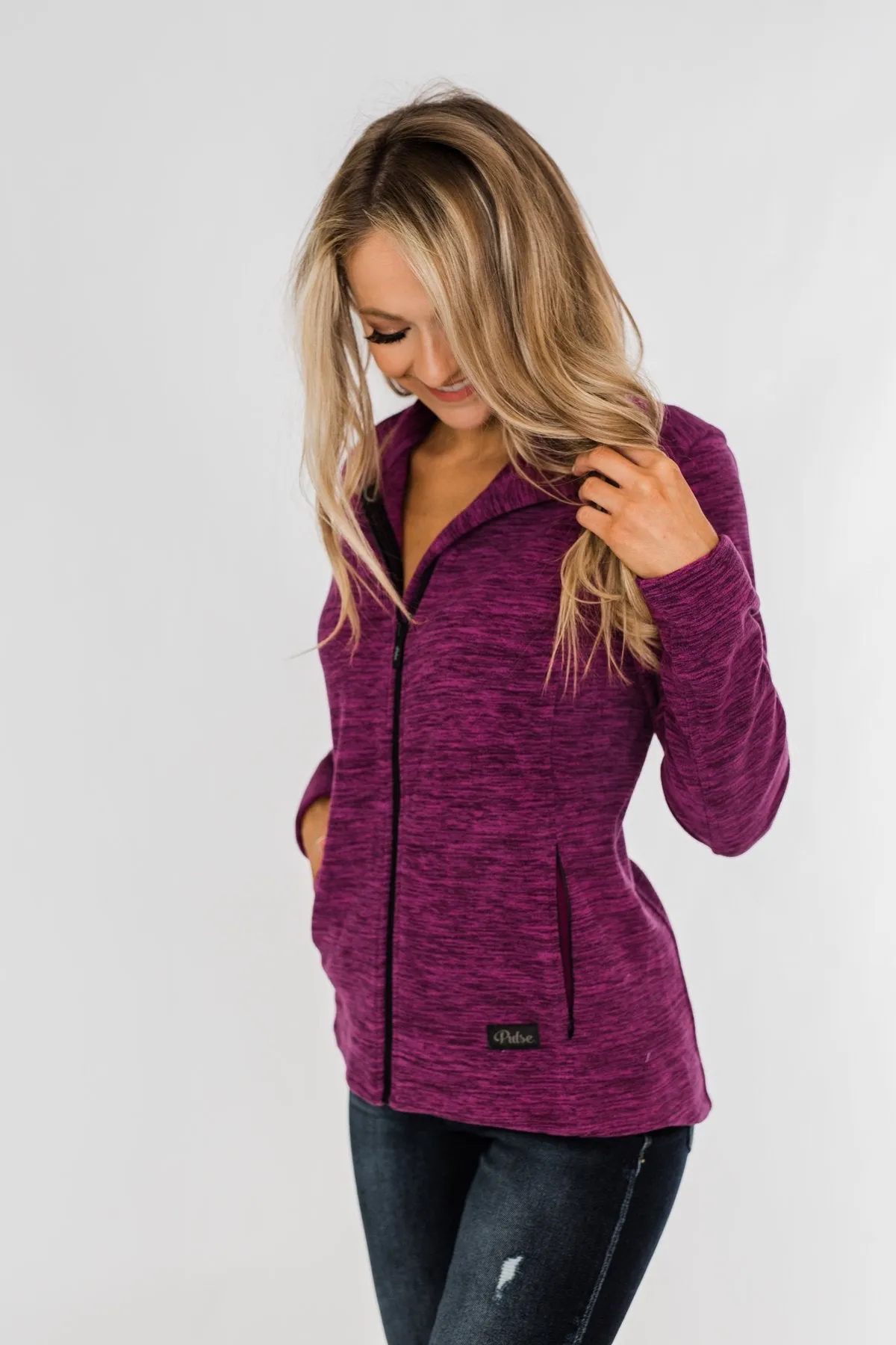 Pulse Exclusive Zip Up Athleisure Jacket- Magenta