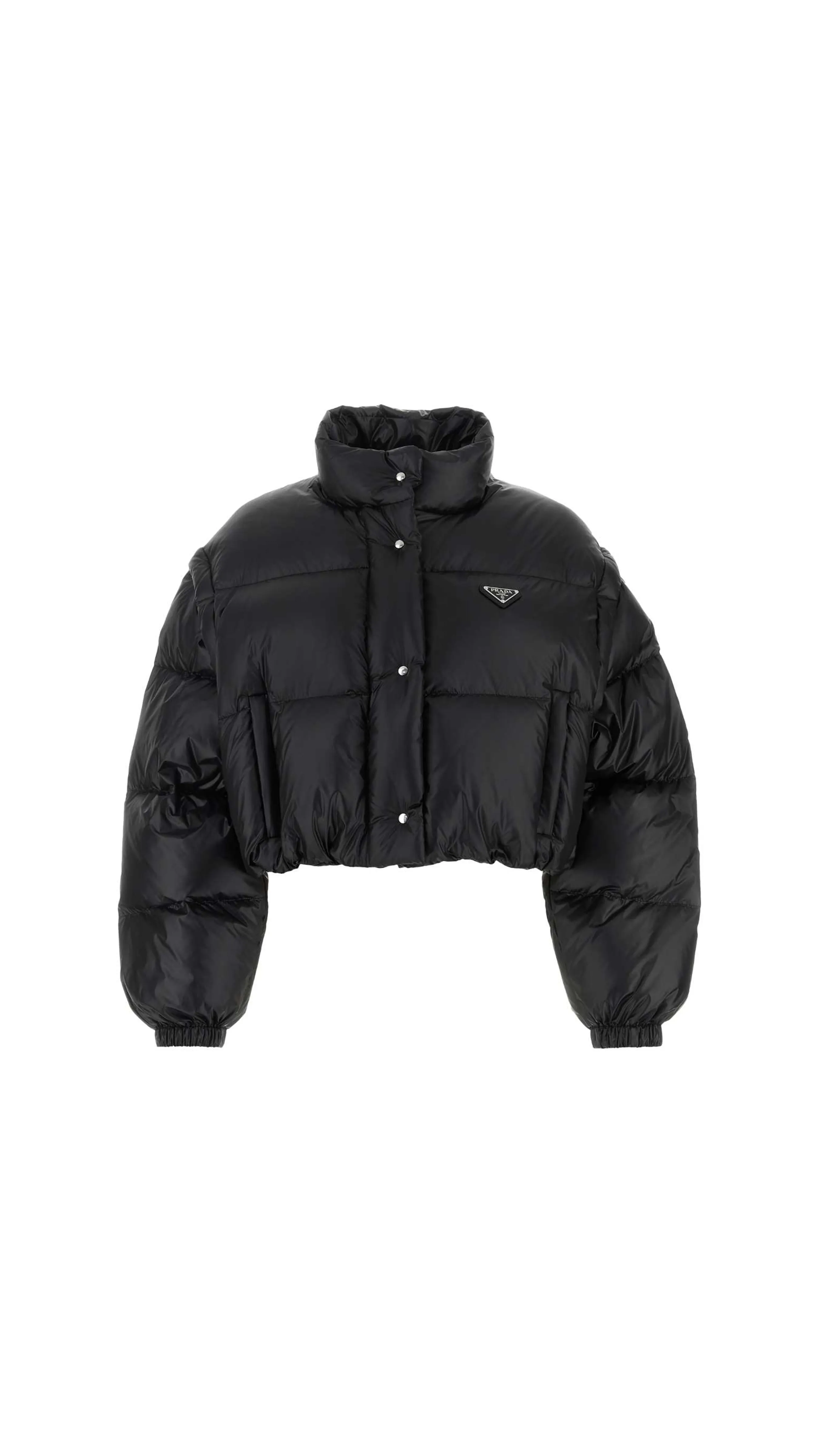 Re-Nylon Cropped Convertible Down Jacket - Black